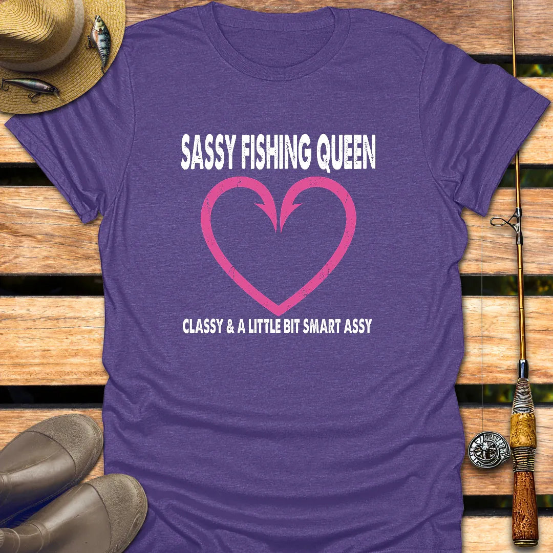SASSY FISHING QUEEN T-Shirt FISHING T-Shirt Heather Purple / S