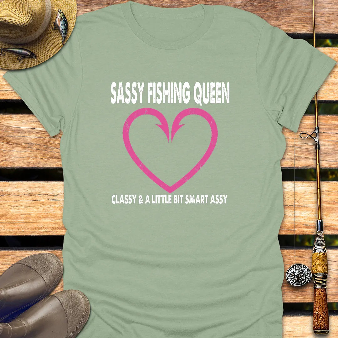 SASSY FISHING QUEEN T-Shirt FISHING T-Shirt Sage / S
