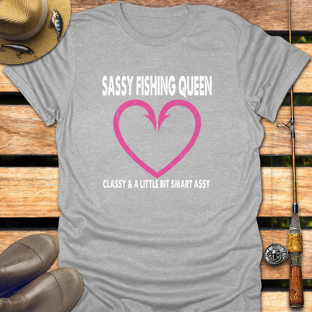 SASSY FISHING QUEEN T-Shirt FISHING T-Shirt Sport Grey / S