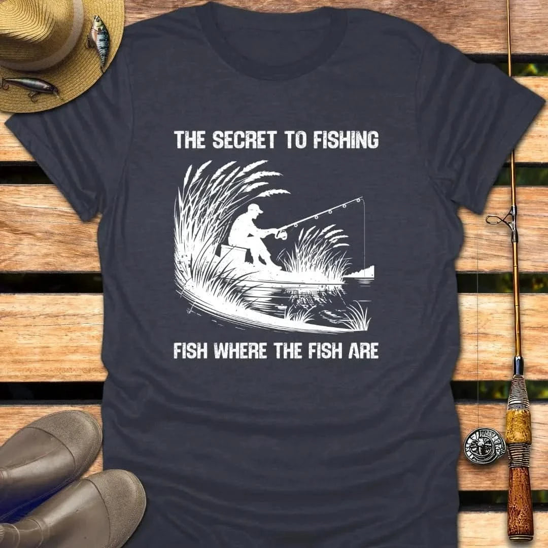 SECRET TO FISHING T-Shirt FISHING T-Shirt Heather Navy / S