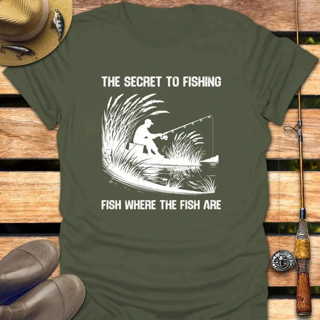 SECRET TO FISHING T-Shirt FISHING T-Shirt Military Green / S