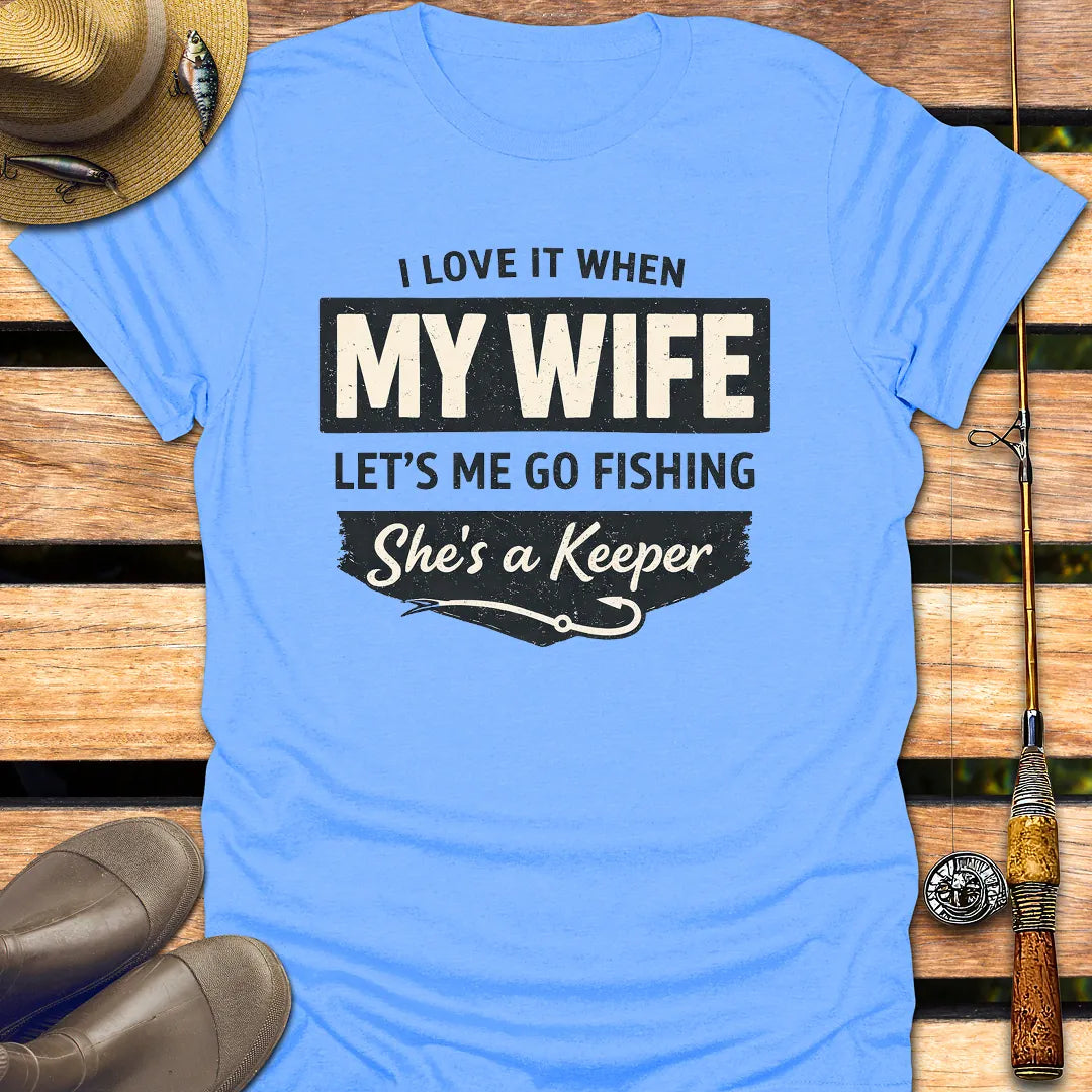 SHE'S A KEEPER T-Shirt FISHING T-Shirt Carolina Blue / S