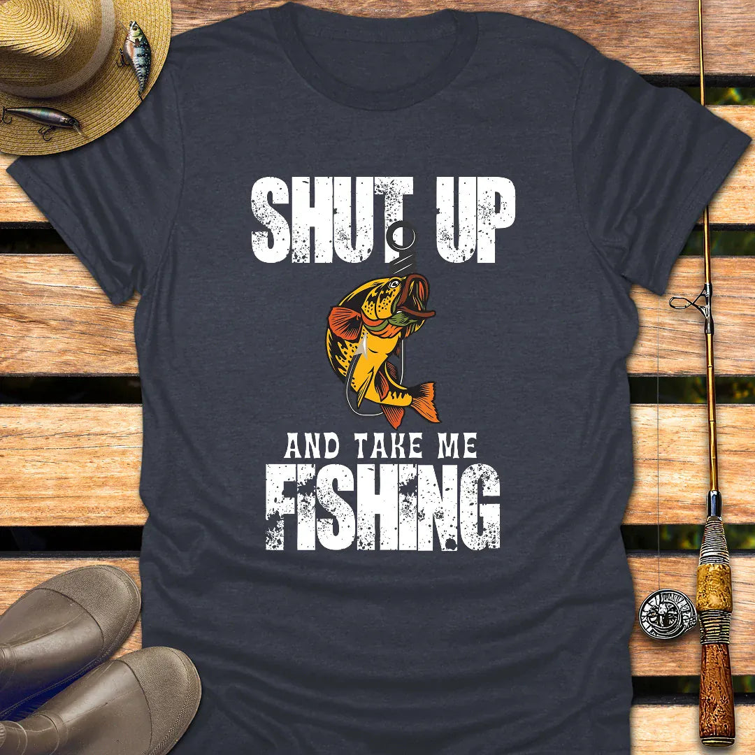 SHUT UP T-Shirt FISHING T-Shirt Heather Navy / S