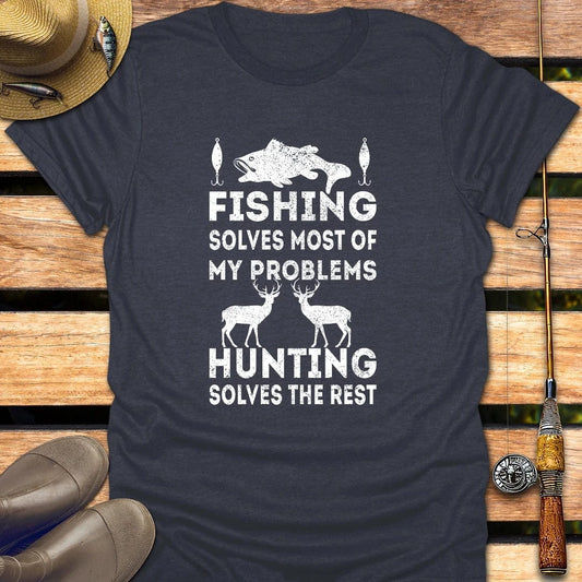 SOLVES PROBLEMS T-Shirt FISHING T-Shirt Heather Navy / S