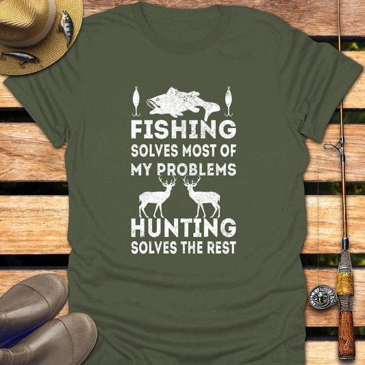 SOLVES PROBLEMS T-Shirt FISHING T-Shirt Military Green / S
