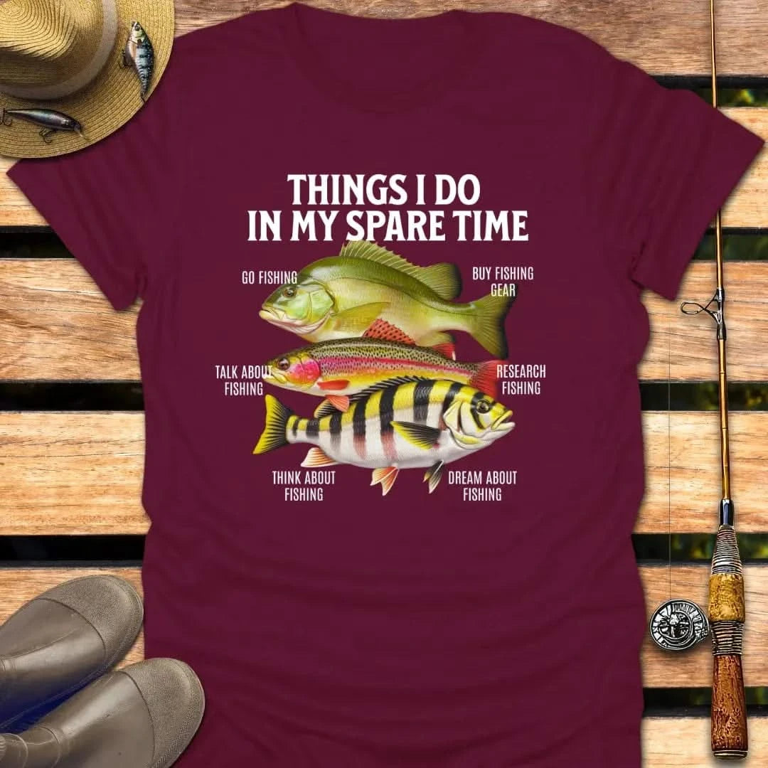 SPARE TIME T-Shirt FISHING T-Shirt Maroon / S