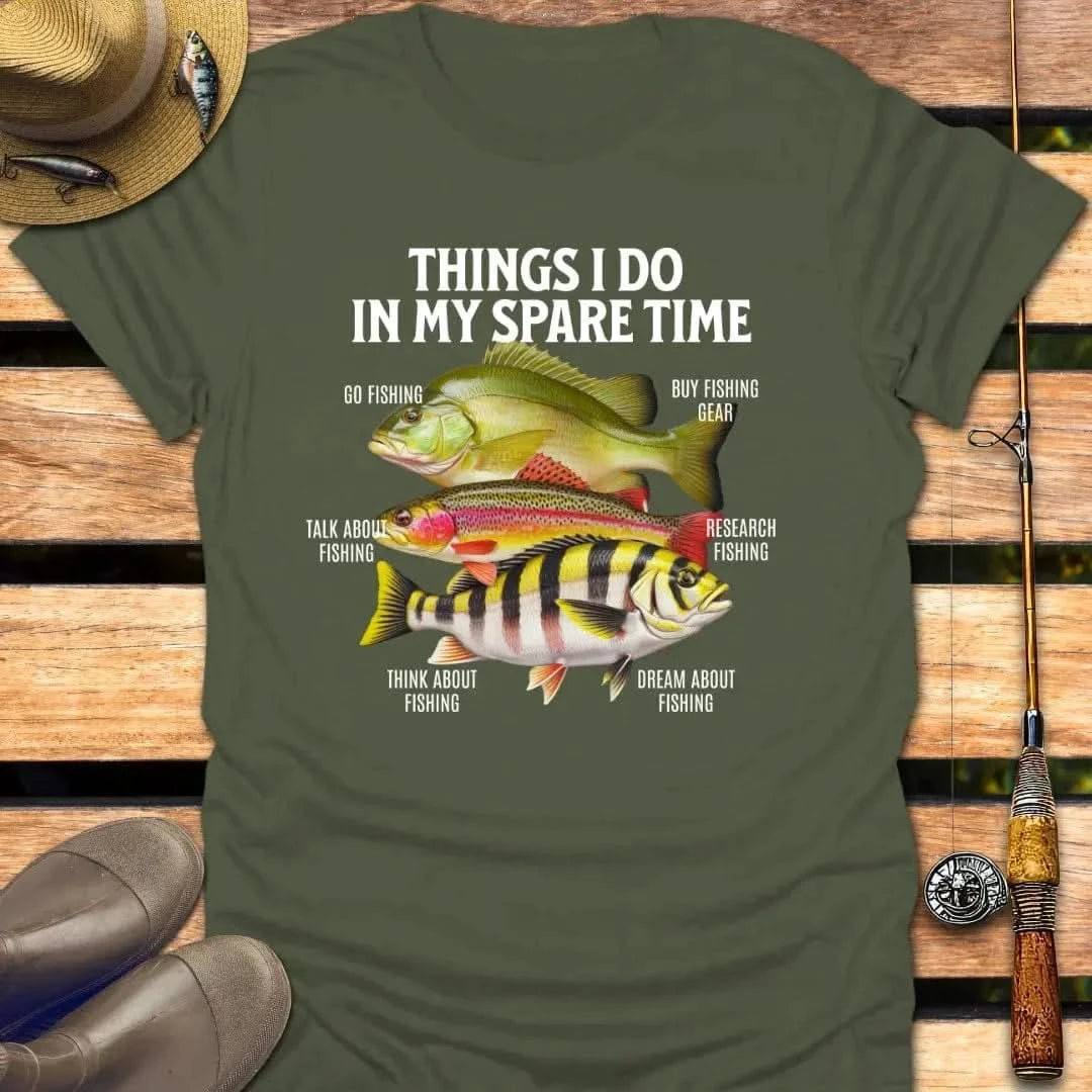 SPARE TIME T-Shirt FISHING T-Shirt Military Green / S