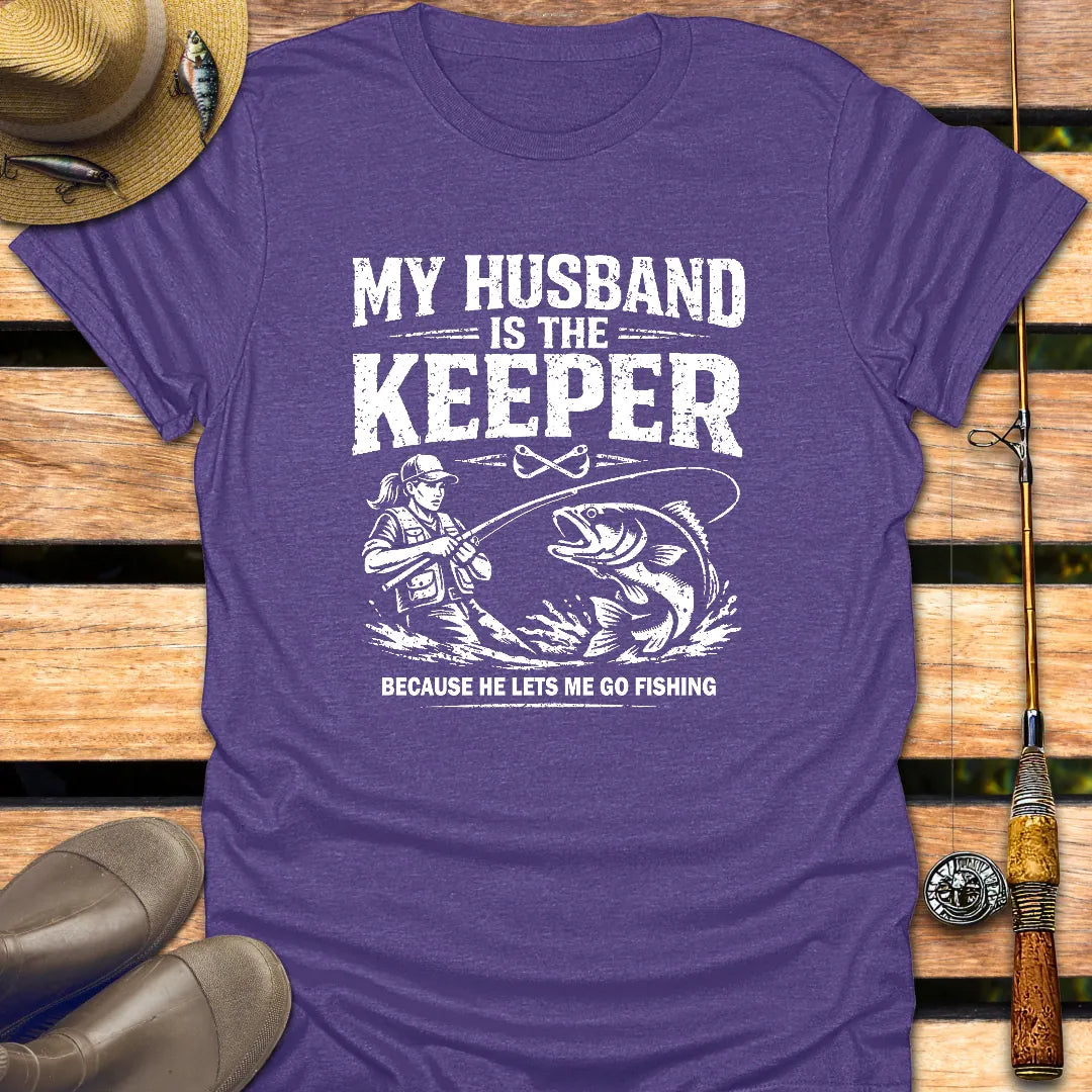 THE KEEPER HUSBAND T-Shirt FISHING T-Shirt Heather Purple / S
