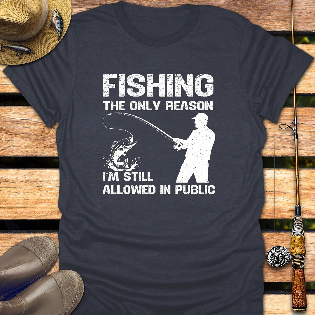 THE ONLY REASON T-Shirt FISHING T-Shirt Heather Navy / S