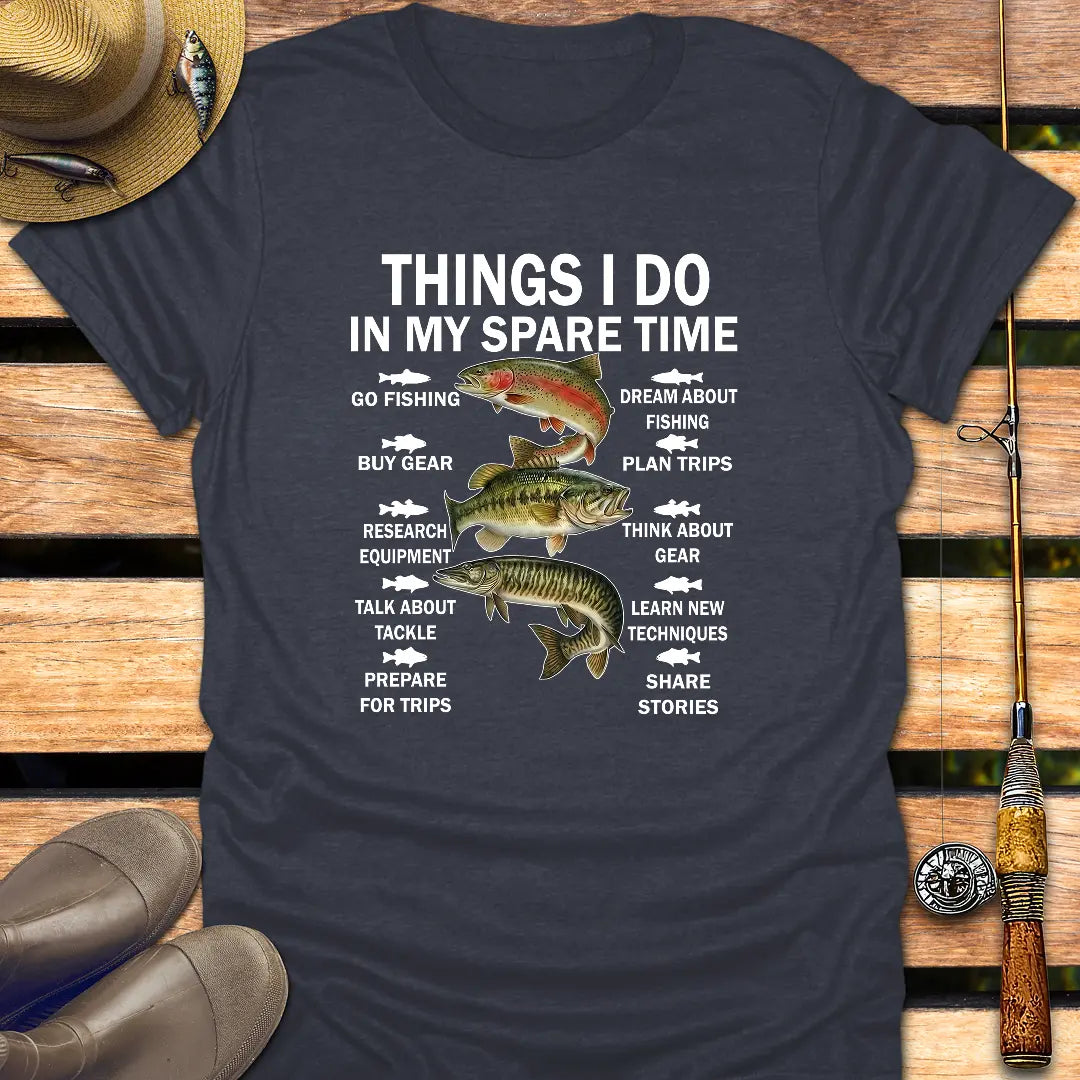 THINGS I DO T-Shirt FISHING T-Shirt Heather Navy / S
