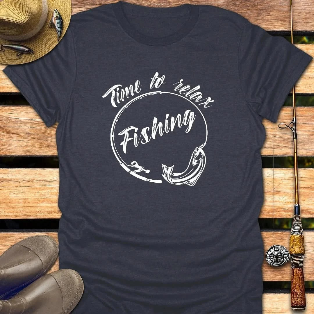 TIME TO RELAX T-Shirt FISHING T-Shirt Heather Navy / S