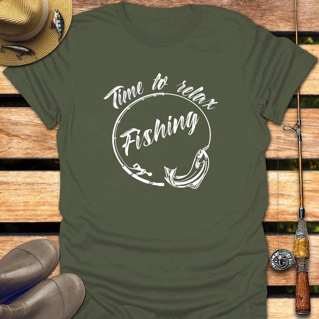 TIME TO RELAX T-Shirt FISHING T-Shirt Military Green / S