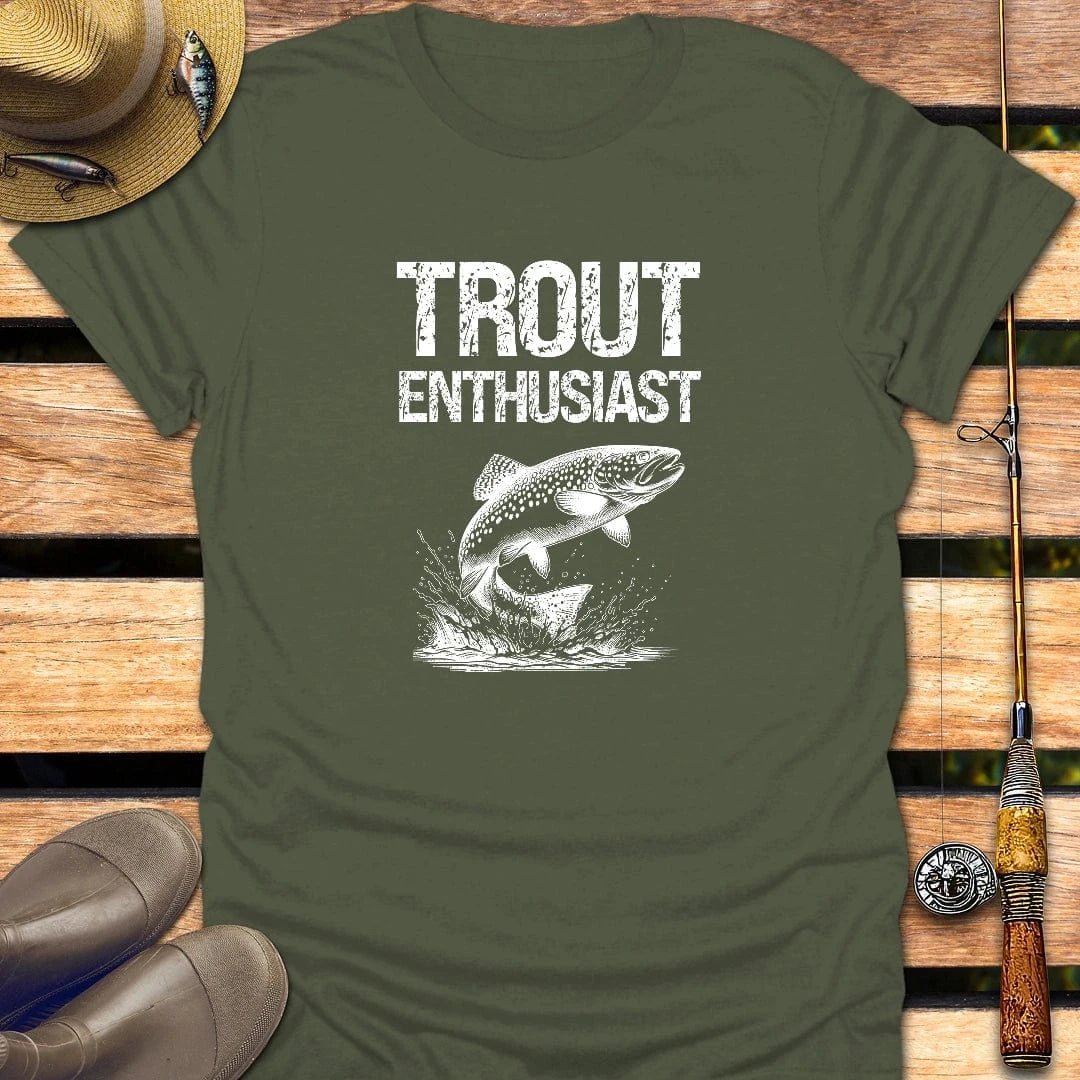 TROUT T-Shirt FISHING T-Shirt Military Green / S