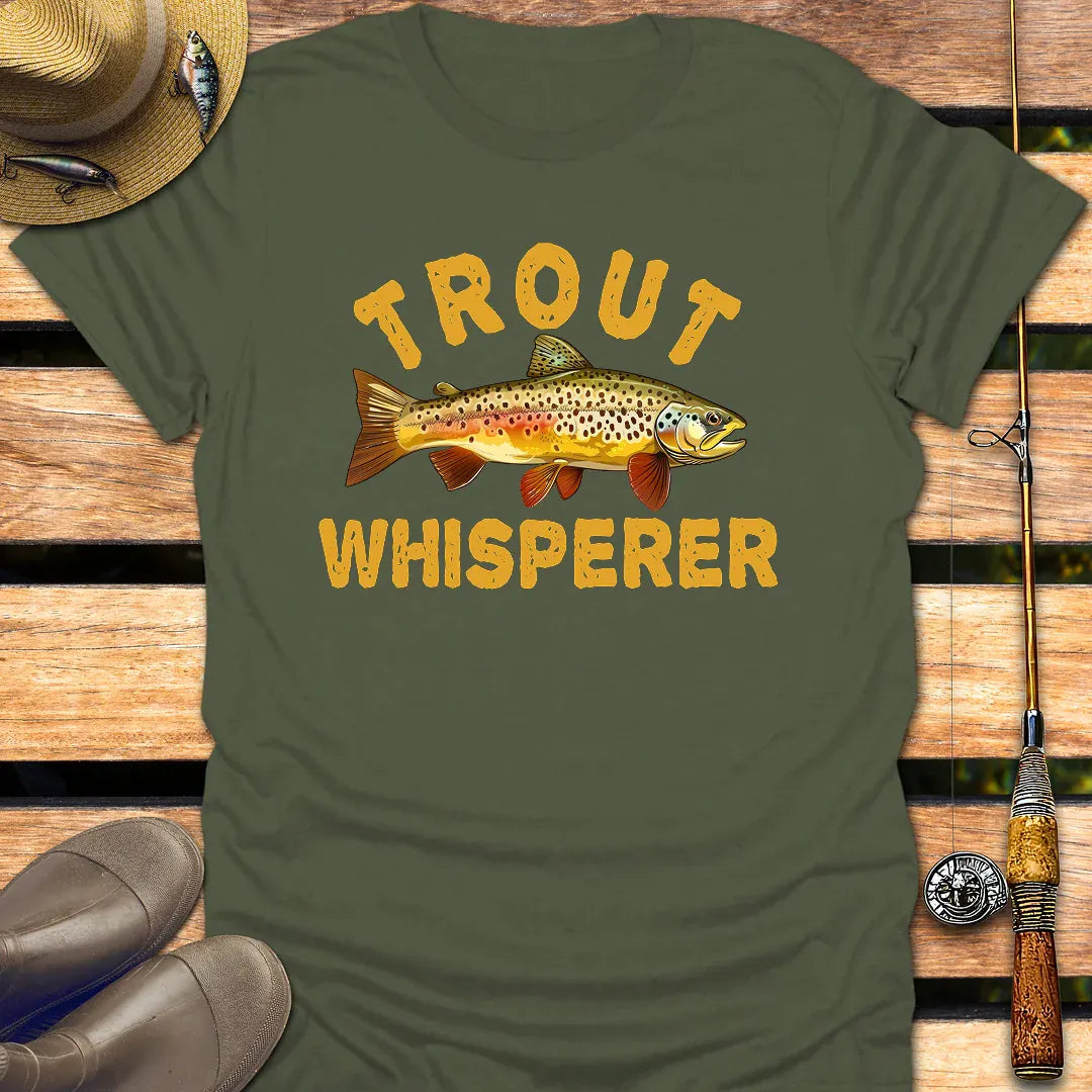 TROUT WHISPERER T-Shirt FISHING T-Shirt Military Green / S