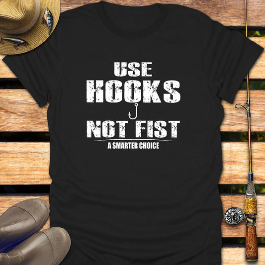 USE HOOKS NOT FIST T-Shirt FISHING T-Shirt Black / S