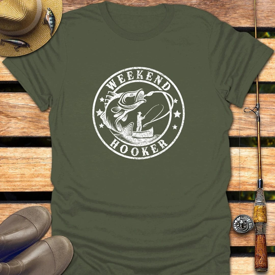WEEKEND HOOKER T-Shirt FISHING T-Shirt Military Green / S