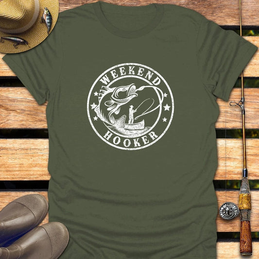 WEEKEND HOOKER T-Shirt FISHING T-Shirt Military Green / S