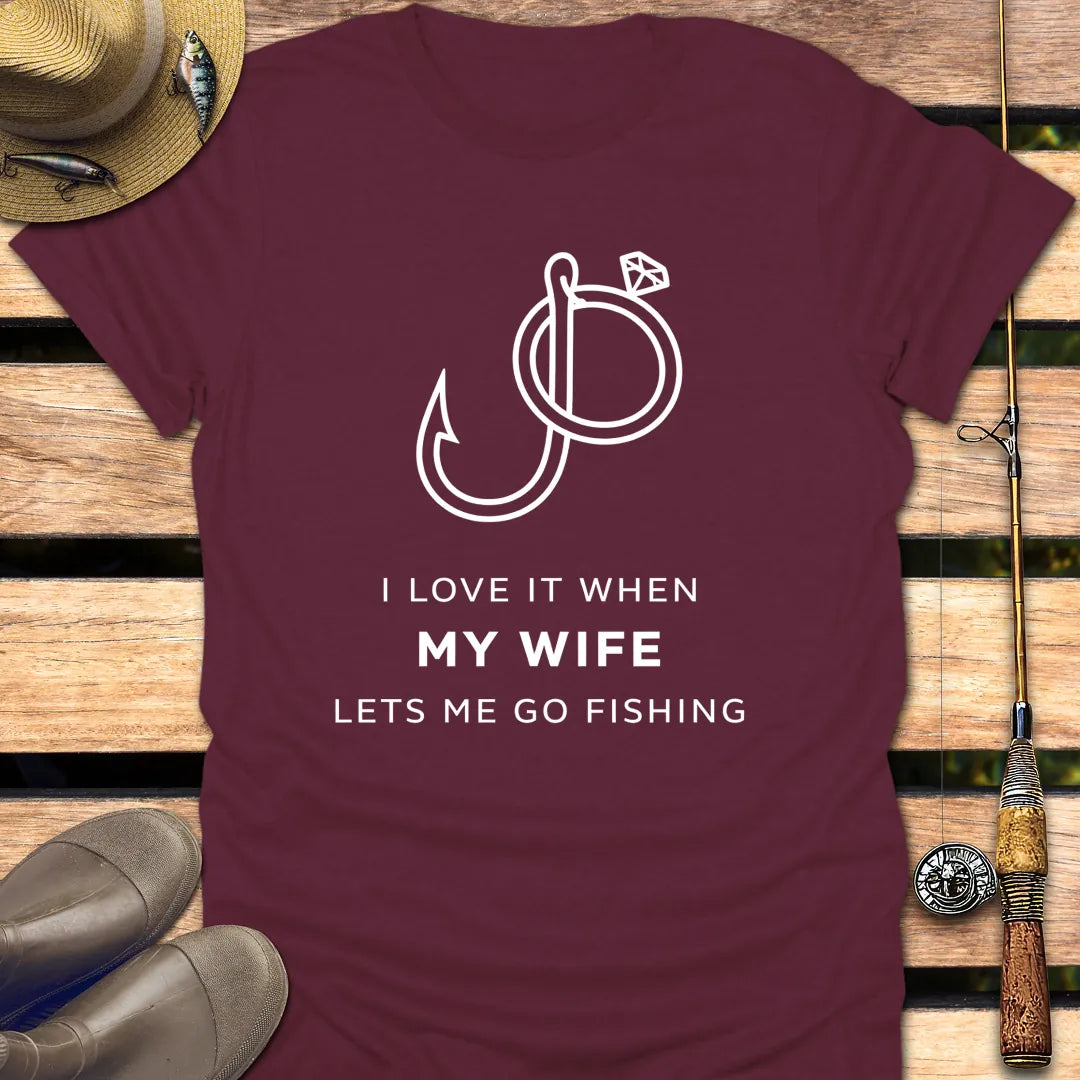 WIFE SAYS FISHING T-Shirt FISHING T-Shirt Maroon / S
