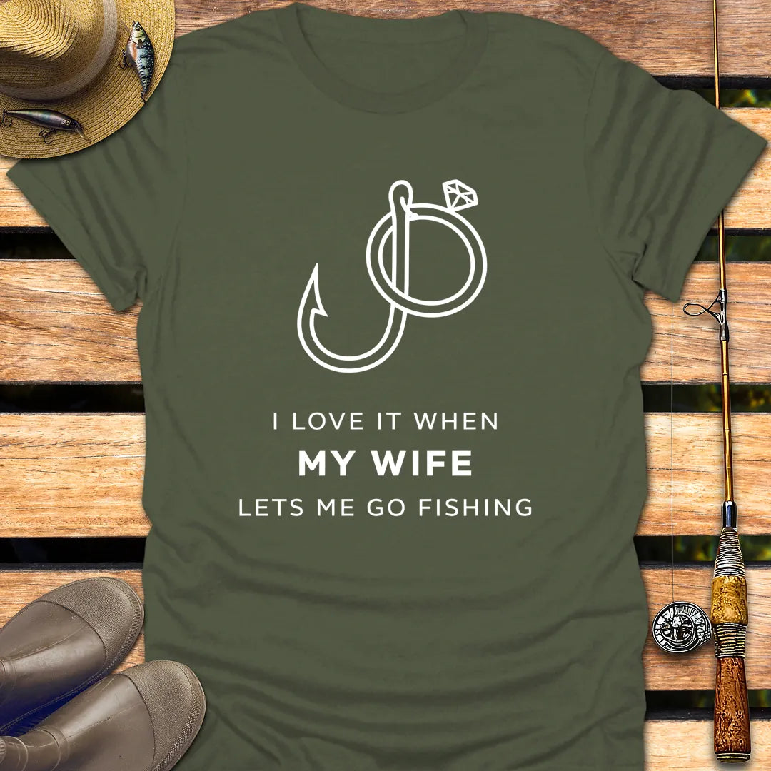 WIFE SAYS FISHING T-Shirt FISHING T-Shirt Military Green / S