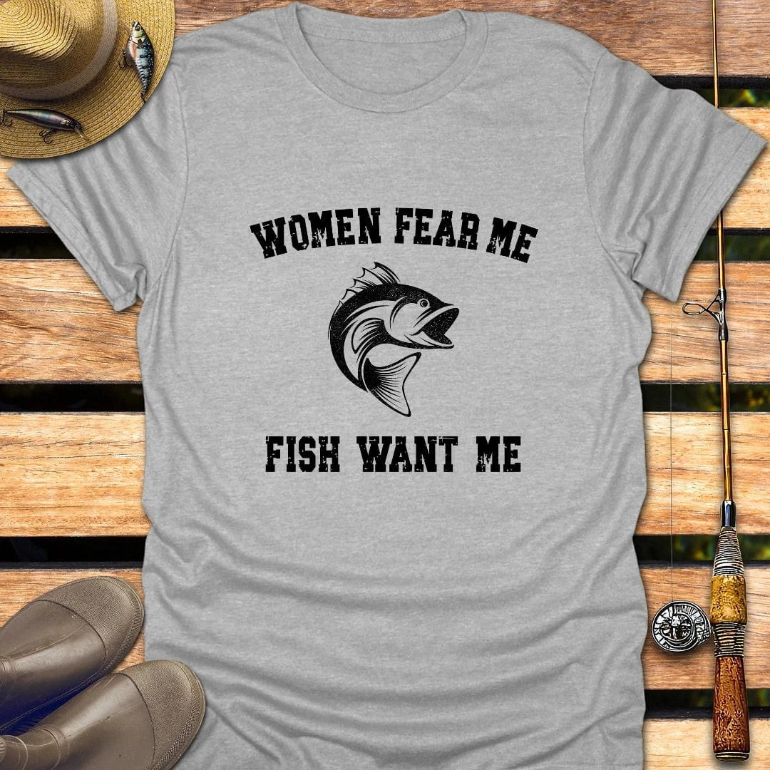 WOMEN FEAR ME T-Shirt FISHING T-Shirt Sport Grey / S