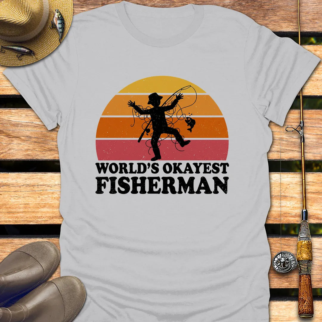 WORLD'S OKAYEST FISHERMAN T-Shirt FISHING T-Shirt Ice Grey / S