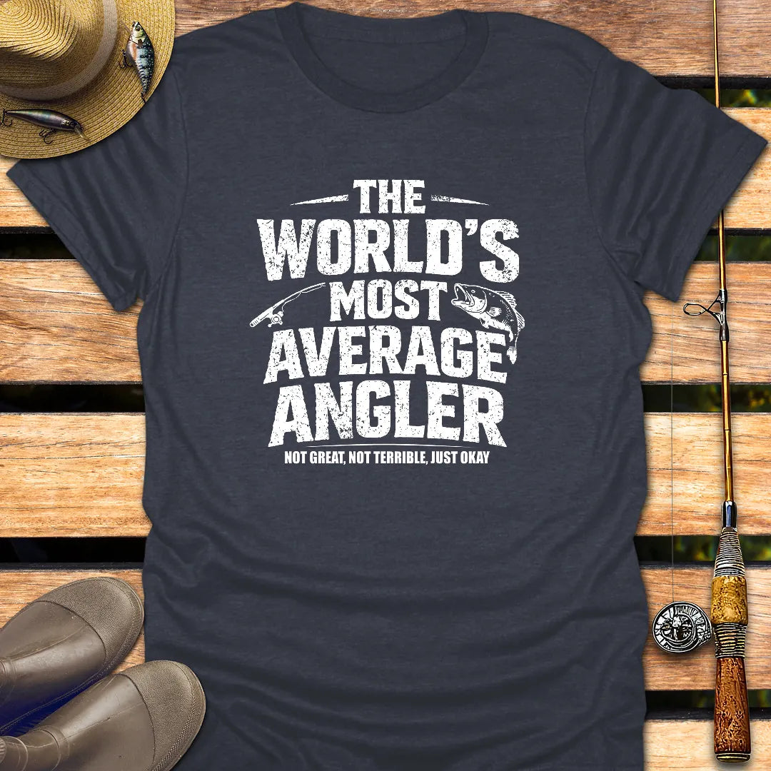 WORLDS AVERAGE ANGLER T-Shirt FISHING T-Shirt Heather Navy / S